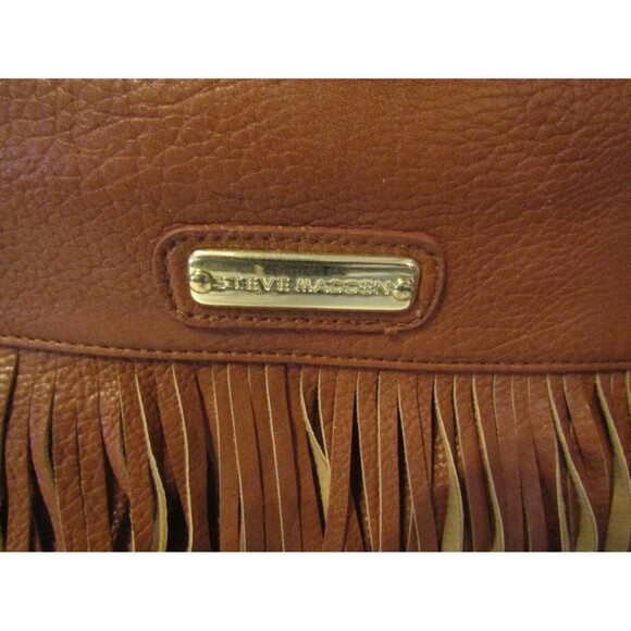 Steve Madden Shoulder Bag Soft Brown Leather Fringe Crossbody Boho Western - Picture 4 of 7
